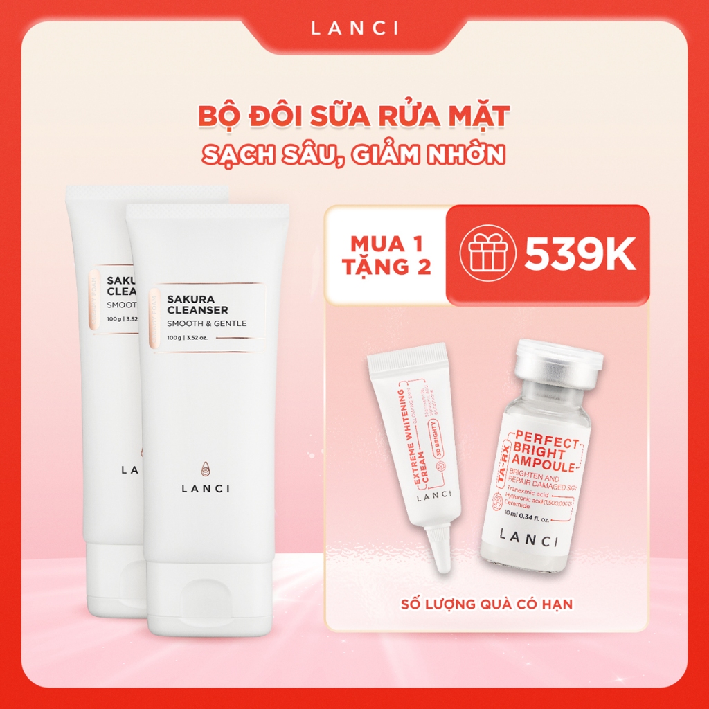 Ảnh Combo 2 Sữa rửa mặt dịu nhẹ LANCI giúp sạch sâu, làm sáng da 100g x2 1