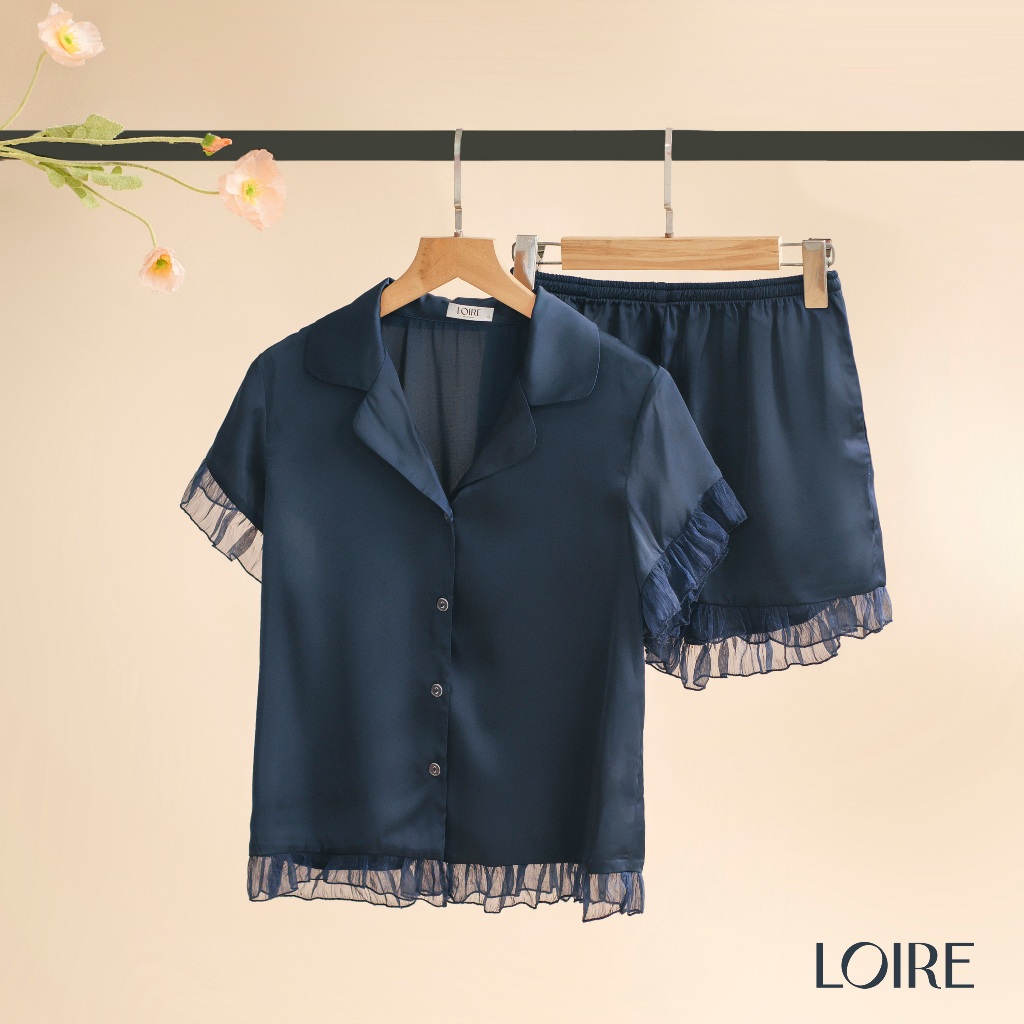 Ảnh Bộ Pijama Lụa Pháp Phối Voan Loirechic FDMN250311 1