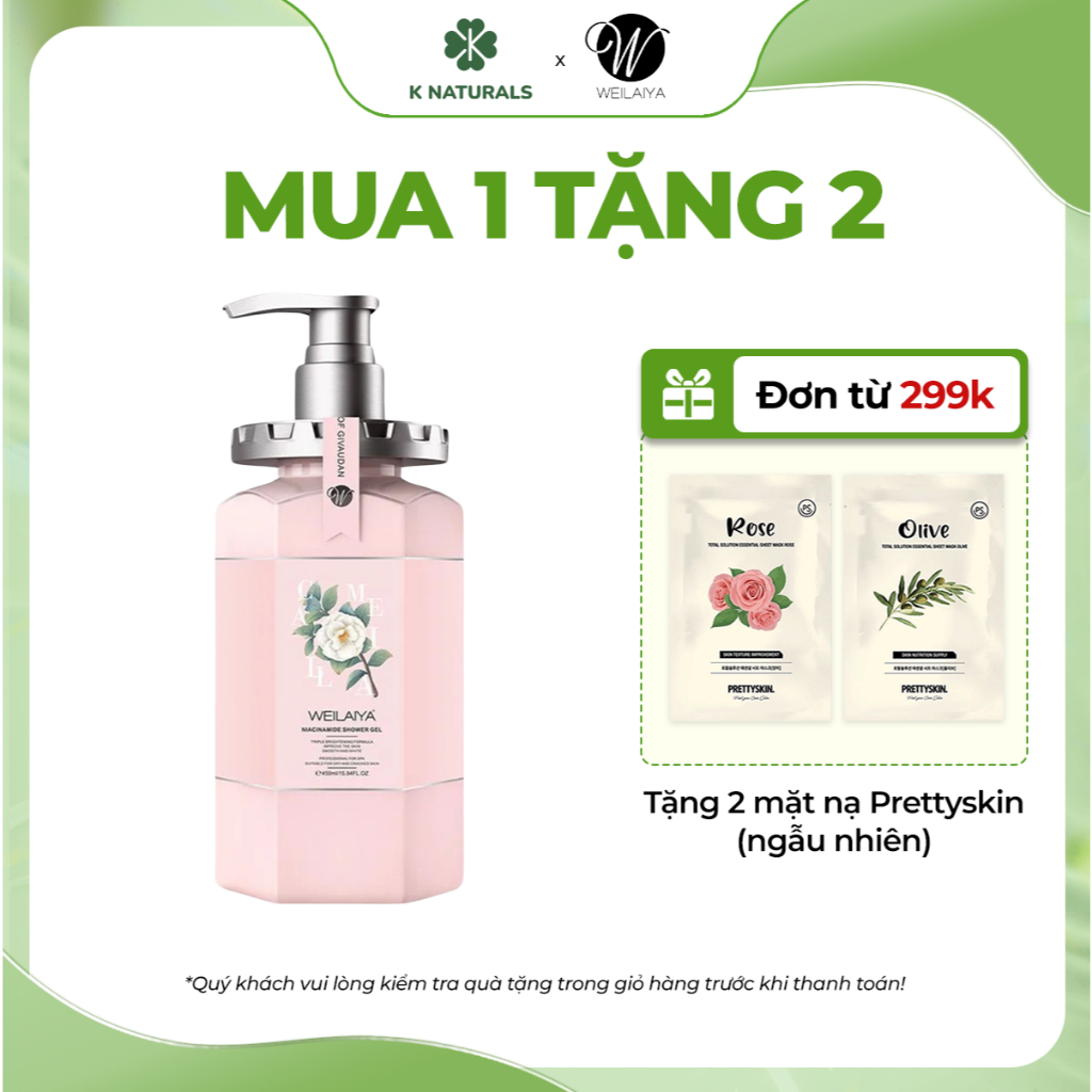 Ảnh Sữa tắm trắng da hương hoa trà Weilaiya Niacinamide Shower Gel thơm lâu, dưỡng da toàn thân 450ml 1