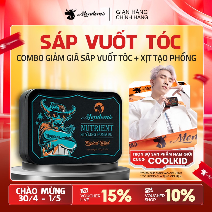 Sáp vuốt tóc Menitems, sáp vuốt tóc pomade, giữ nếp tóc, tạo kiểu tự ...