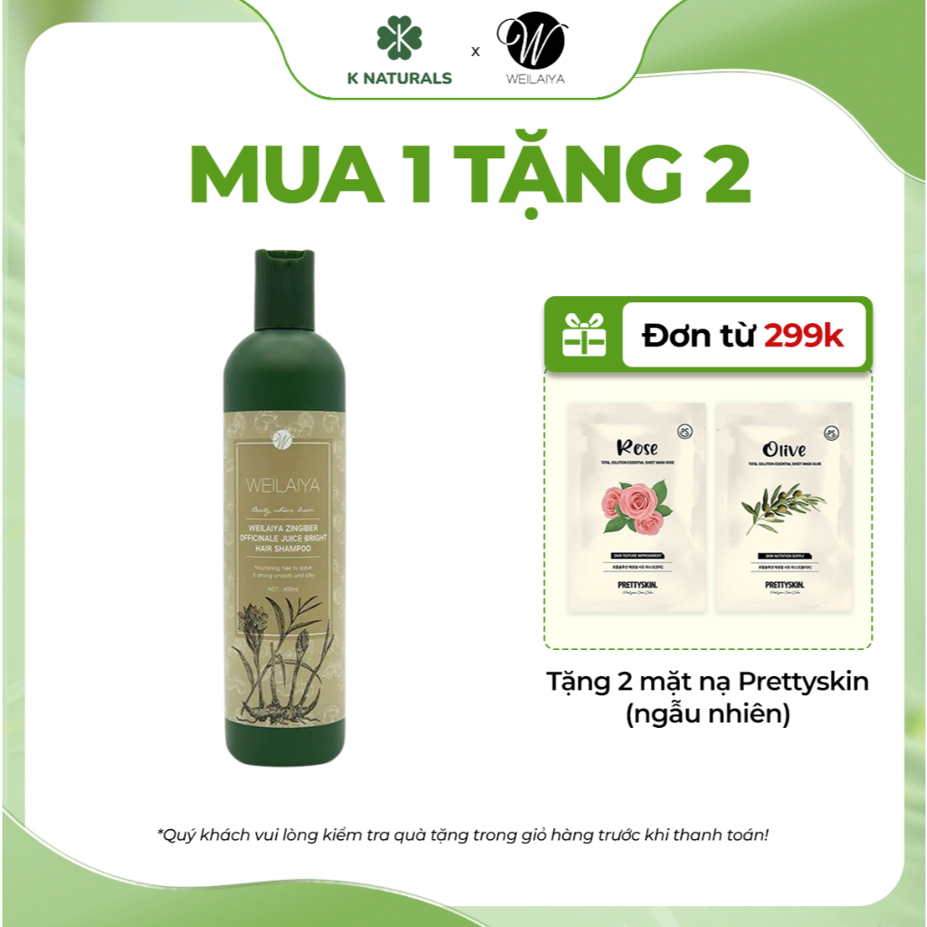 Ảnh Dầu gội gừng hà thủ ô Weilaiya Zingiber Officinale Juice dưỡng đen, kích thích mọc tóc 400ml 1