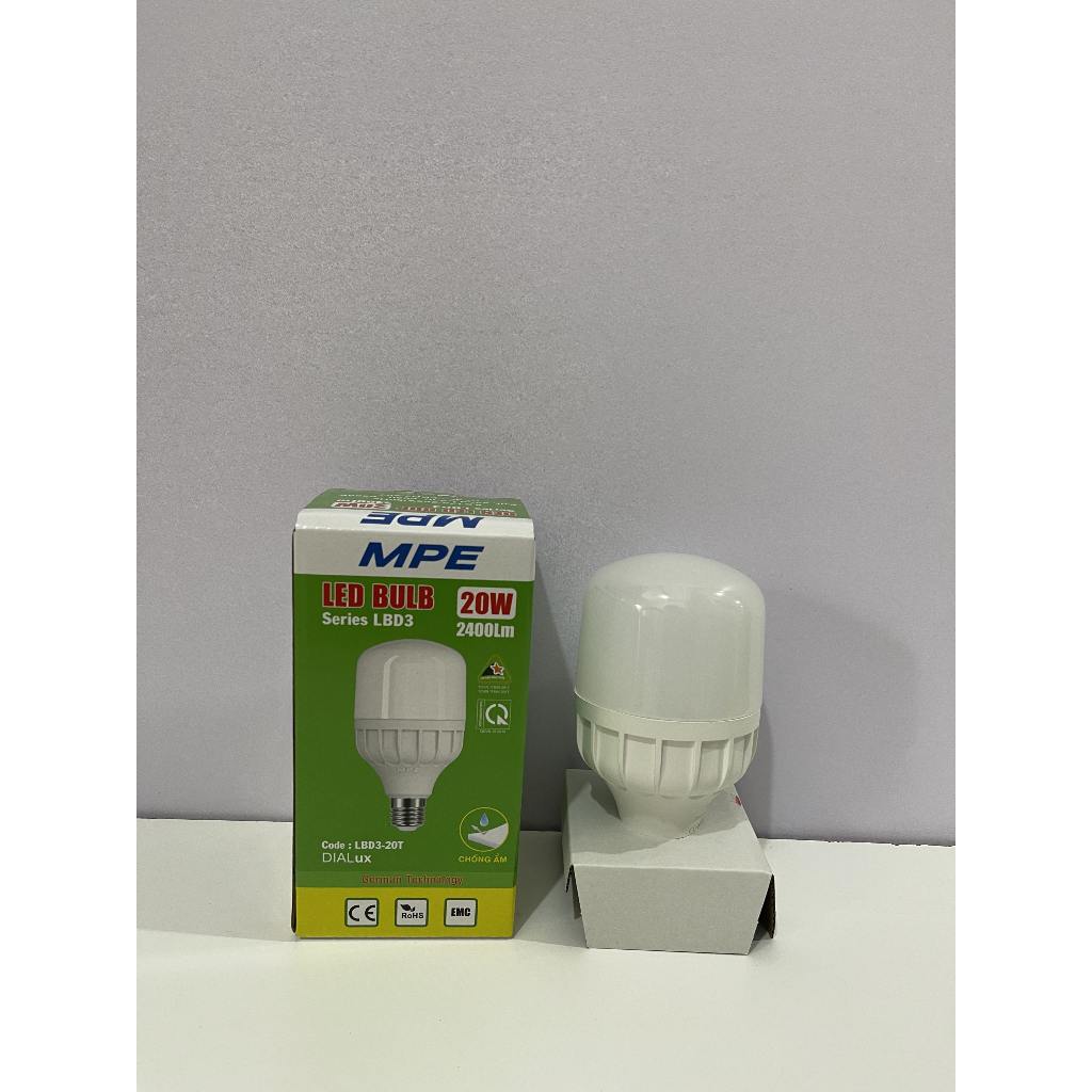 (CHÍNH HÃNG) MPE - Đèn LED BULB Trụ chống ẩm ánh sáng trắng - vàng công suất 20W - 30W - 40W - 50W MPE Phú Cường