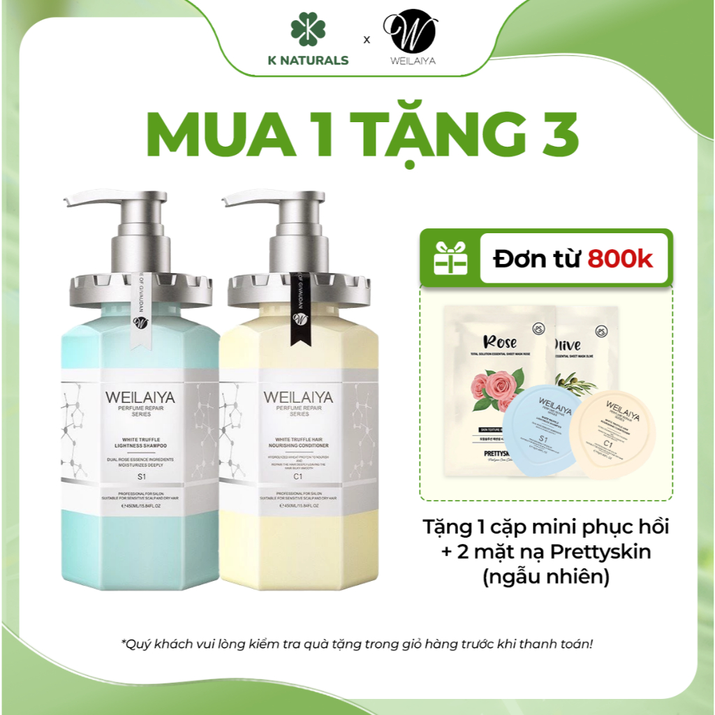 Ảnh Cặp dầu gội xả phục hồi tóc Weilaiya chiết xuất nấm Truffle chống lão hóa da đầu 450ml/chai 1