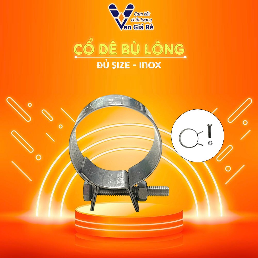 Cổ dê bù lon inox 13mm - 115mm, cổ dê đai siết, cổ dê siết ốc, cổ dê ...