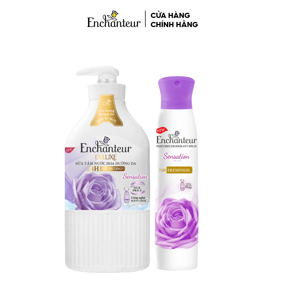 Combo Sữa Tắm Nước Hoa Dưỡng Da Enchanteur 650g + Xịt Khử Mùi Hương Nước Hoa Enchanteur 150ml
