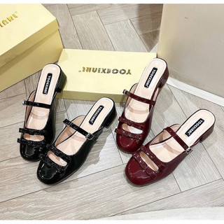 Dép Sục Vuông 2 Nơ Hàng Nhập QC Fullbox / Mieo Shoes D2981 D2982 D2983
