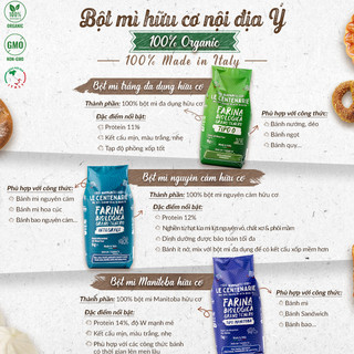 Bột mì hữu cơ Le Centenarie Simabio 1kg làm bánh mỳ, bánh ăn dặm, pizza