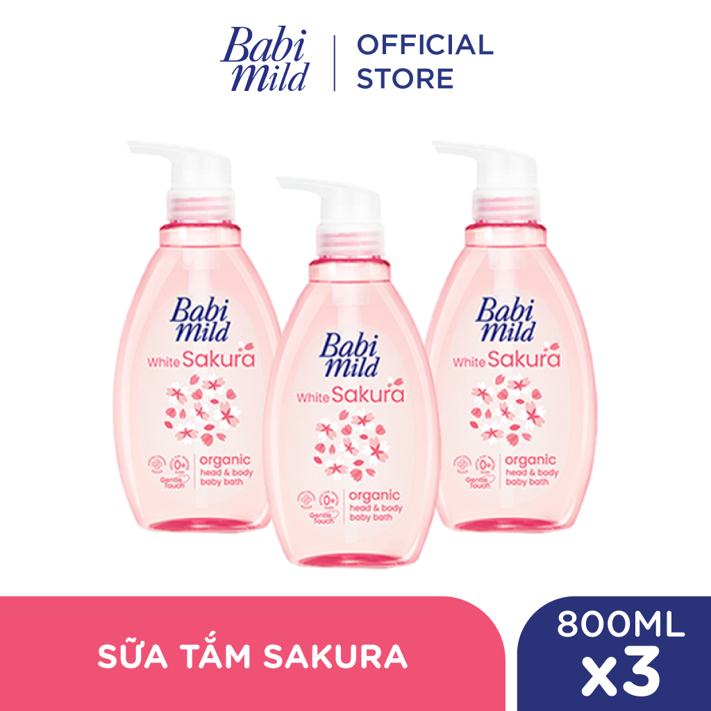 Combo 3 Sữa tắm gội toàn thân cho bé Babi Mild chai 800ml
