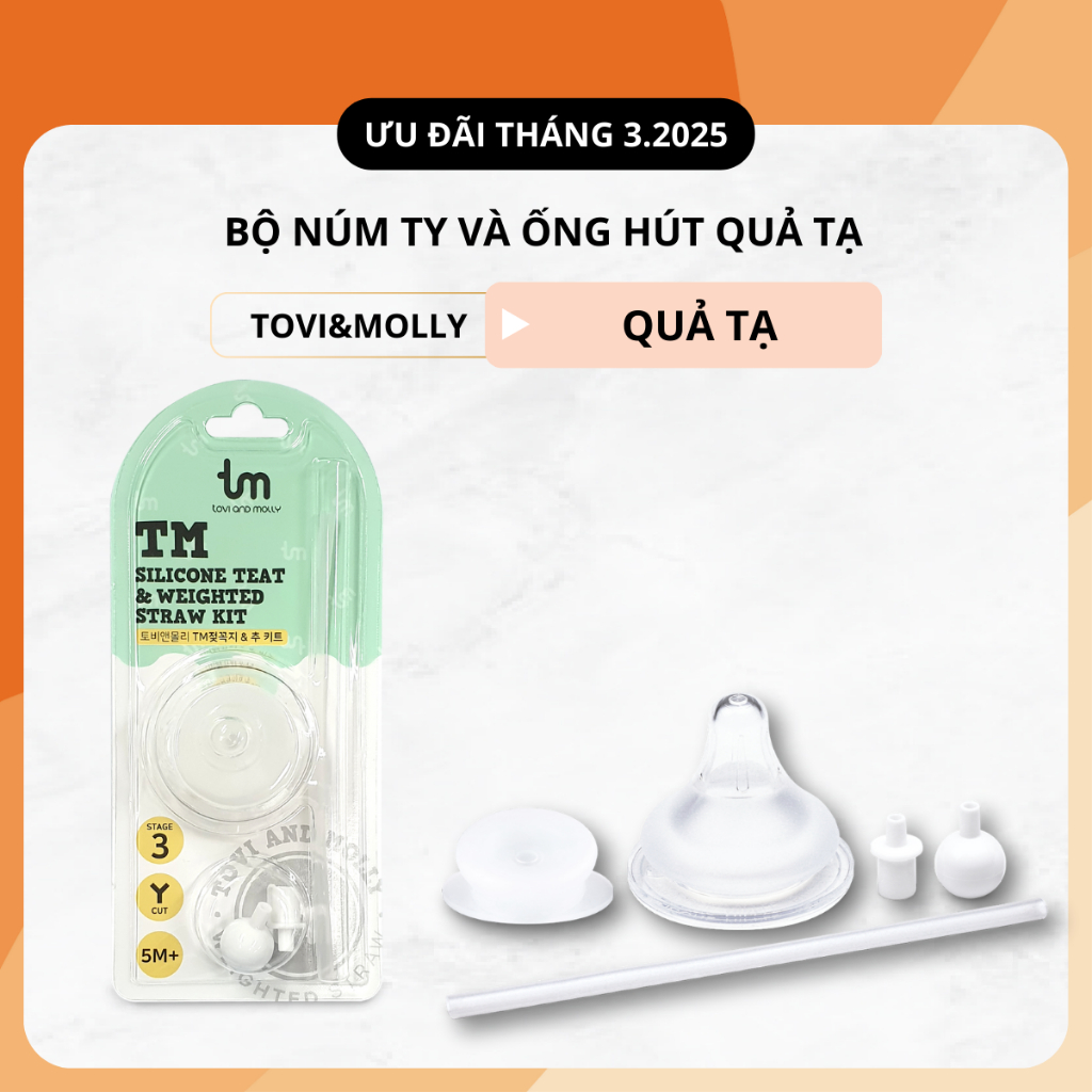 Ảnh Set núm ty Silicone (Step 3) và ống hút quả tạ TOVI AND MOLLY - Dành cho bé 5th trở lên - TM-BNTQT 1