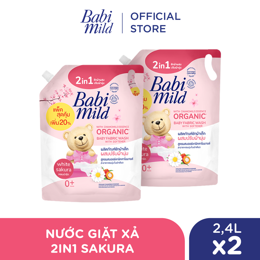 Combo 2 Túi Nước Giặt Xả Cho Bé 2.4L - Babi Mild