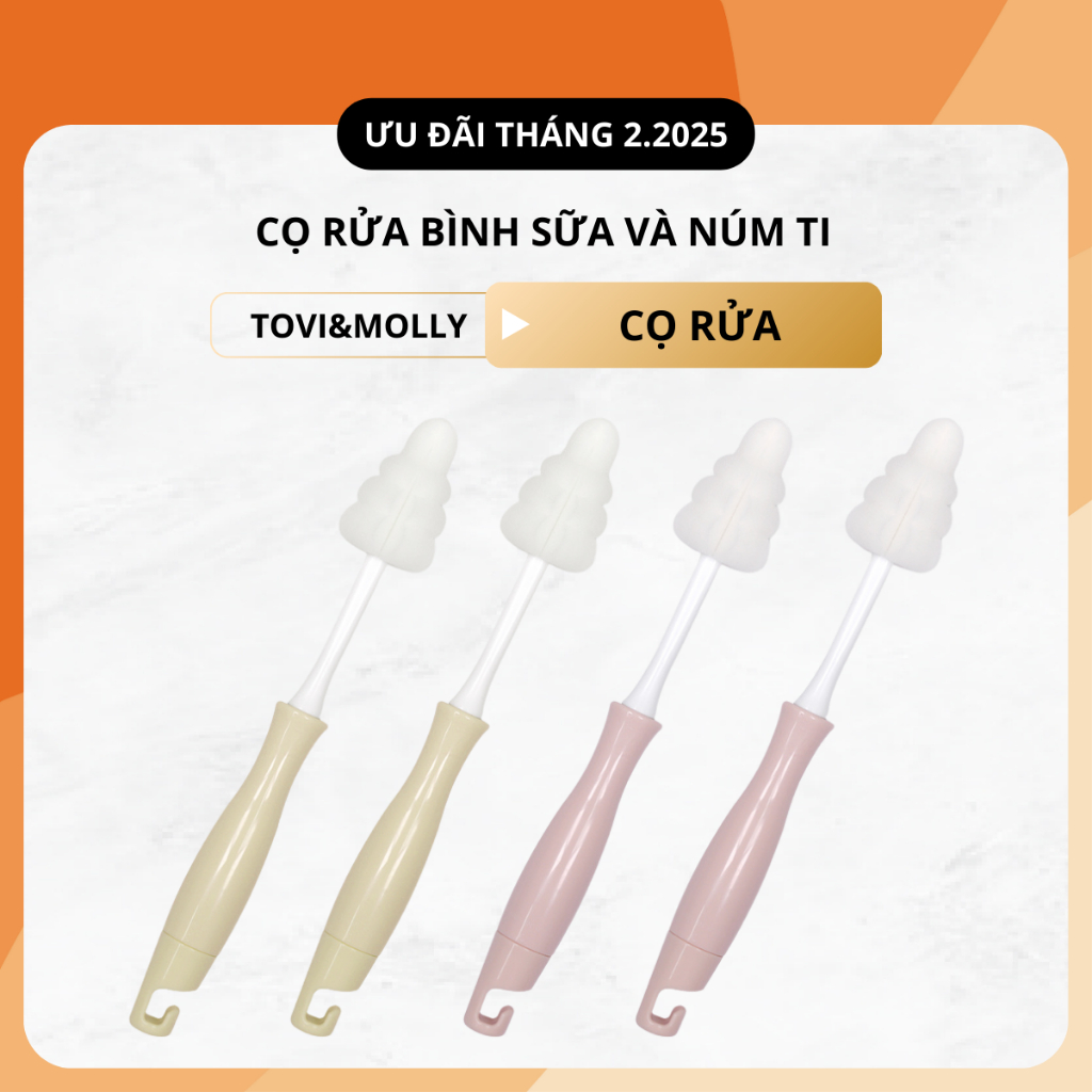 Ảnh CỌ RỬA BÌNH SỮA VÀ NÚM TI TOVI AND MOLLY (HỒNG,KEM) 1
