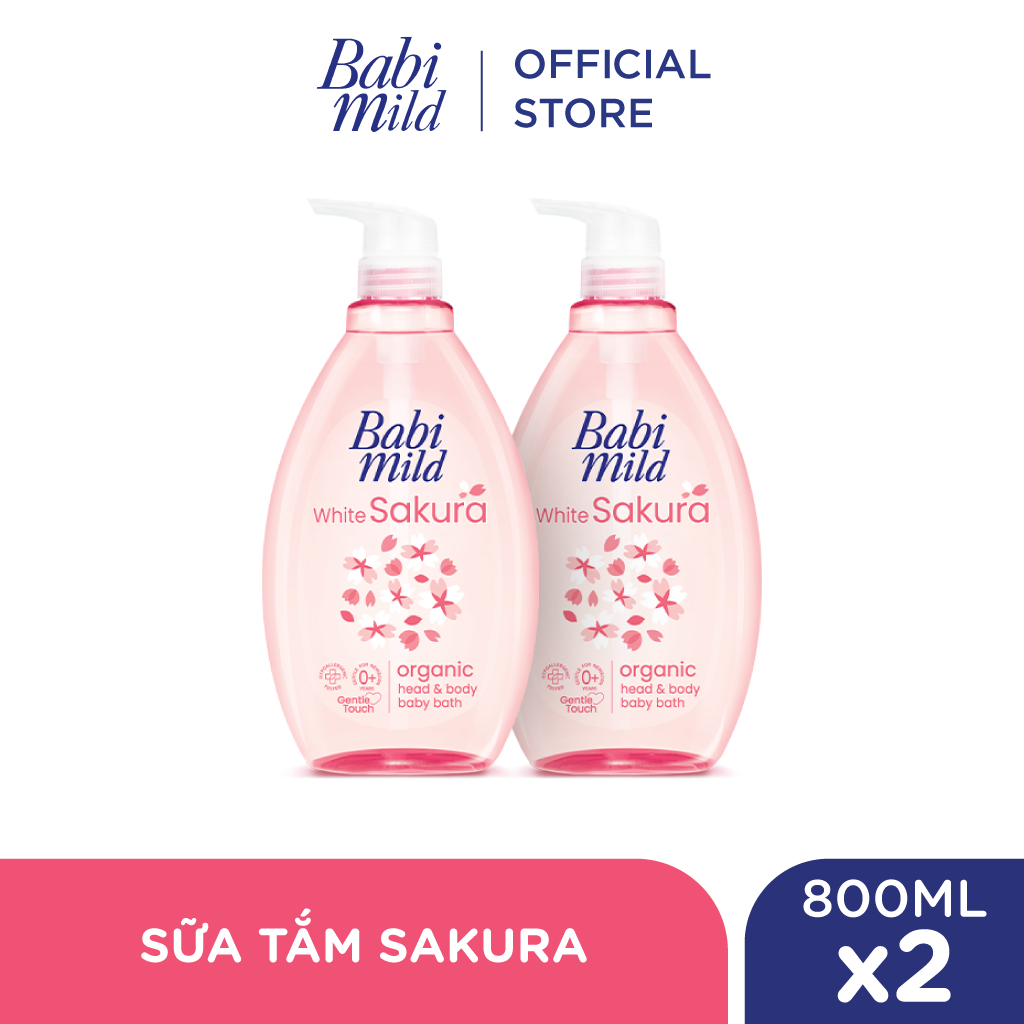 Combo 2 Sữa tắm gội toàn thân cho bé Babi Mild chai 800ml