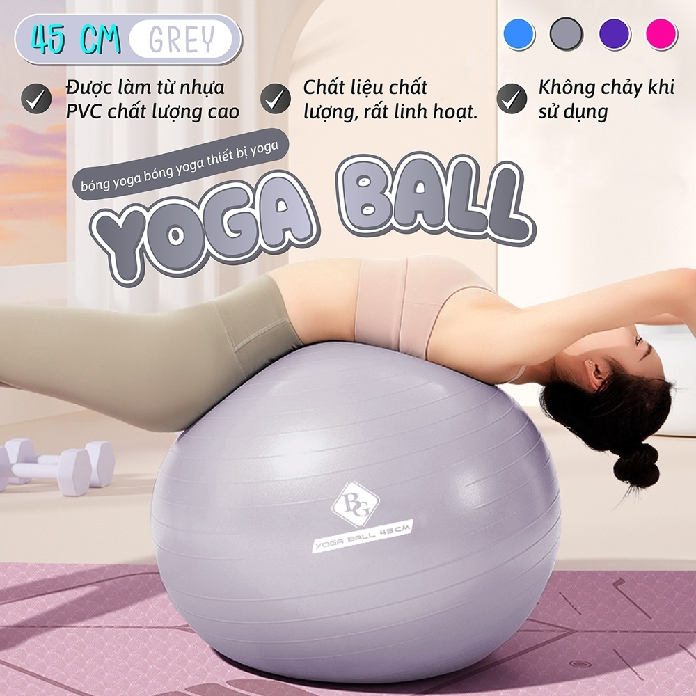 Ảnh KHÔNG KÈM BƠM  Bóng Tập Yoga Trơn Nhiều Màu Cao Cấp nhiều màu sắc, cao su dày 1