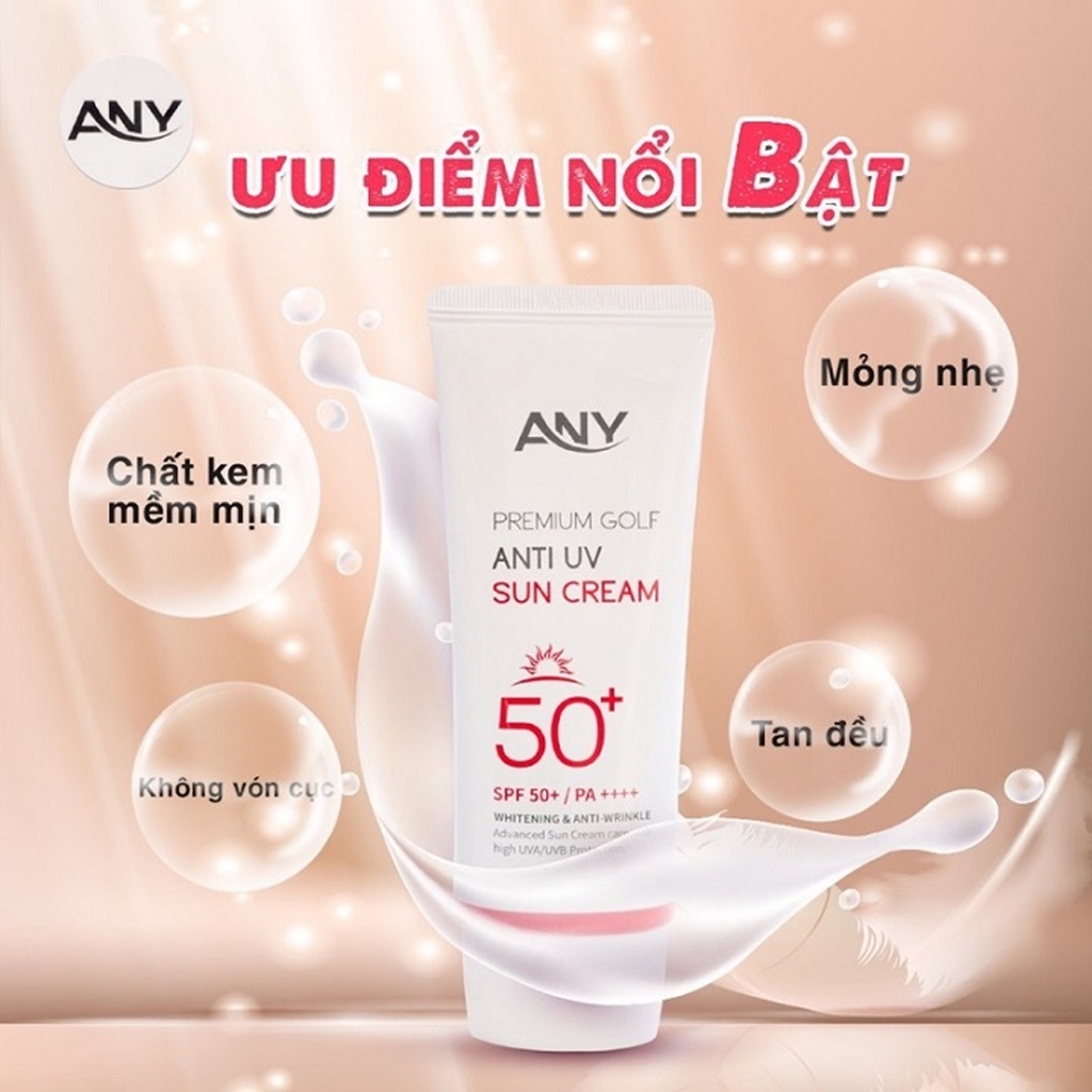 Combo 2 Kem Chống Nắng Any Hàn Quốc 60ml Premium Golf Anti UV SPF 50+ ( Nâng tông, trắng da, không bết)..