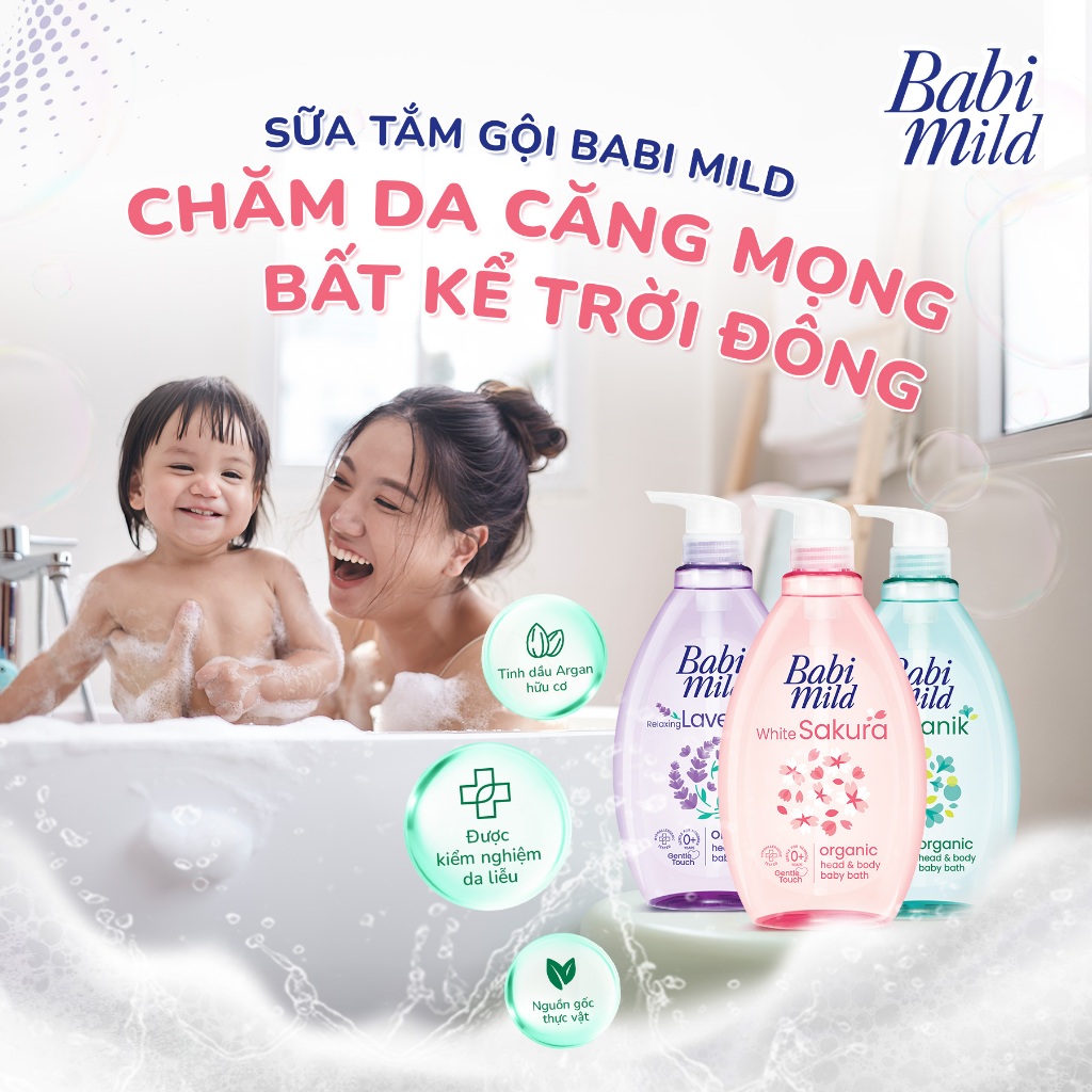 Sữa tắm gội toàn thân cho bé Babi Mild 180ml