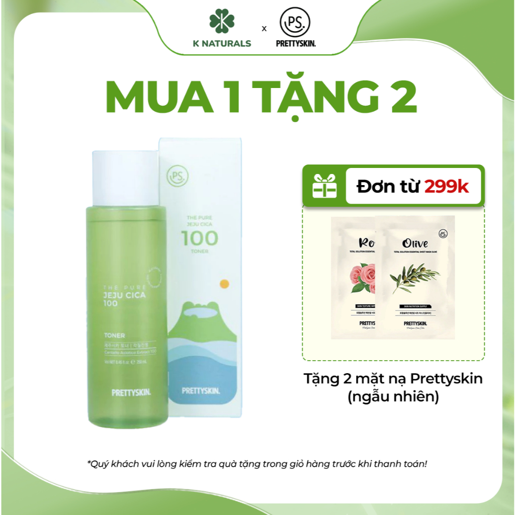 Ảnh Nước hoa hồng rau má PrettySkin The Pure Jeju Cica 100 cân bằng độ PH se khít lỗ chân lông 250ml 1