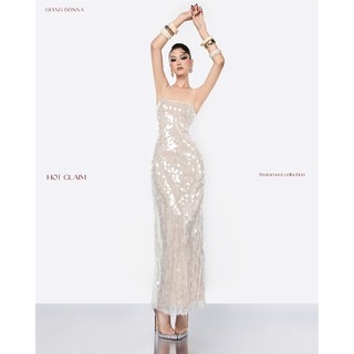 GIANG DONNA - Đầm RIVULET 12411 chất kim sa hai dây dáng suông dài đi tiệc sang trọng