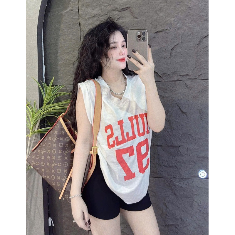 Áo thun ba lỗ sát nách PHOM VỪA , PHOM RỘNG phối chữ trước ( Mã HULL 97 ) Women Nữ