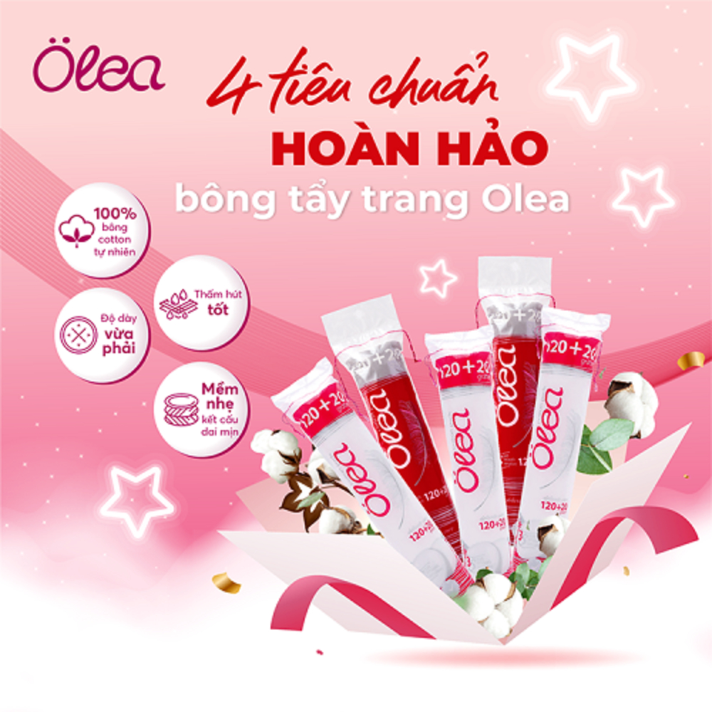 Ảnh Combo 5 gói bông tẩy trang Olea 140 miếng (5x 140) 3