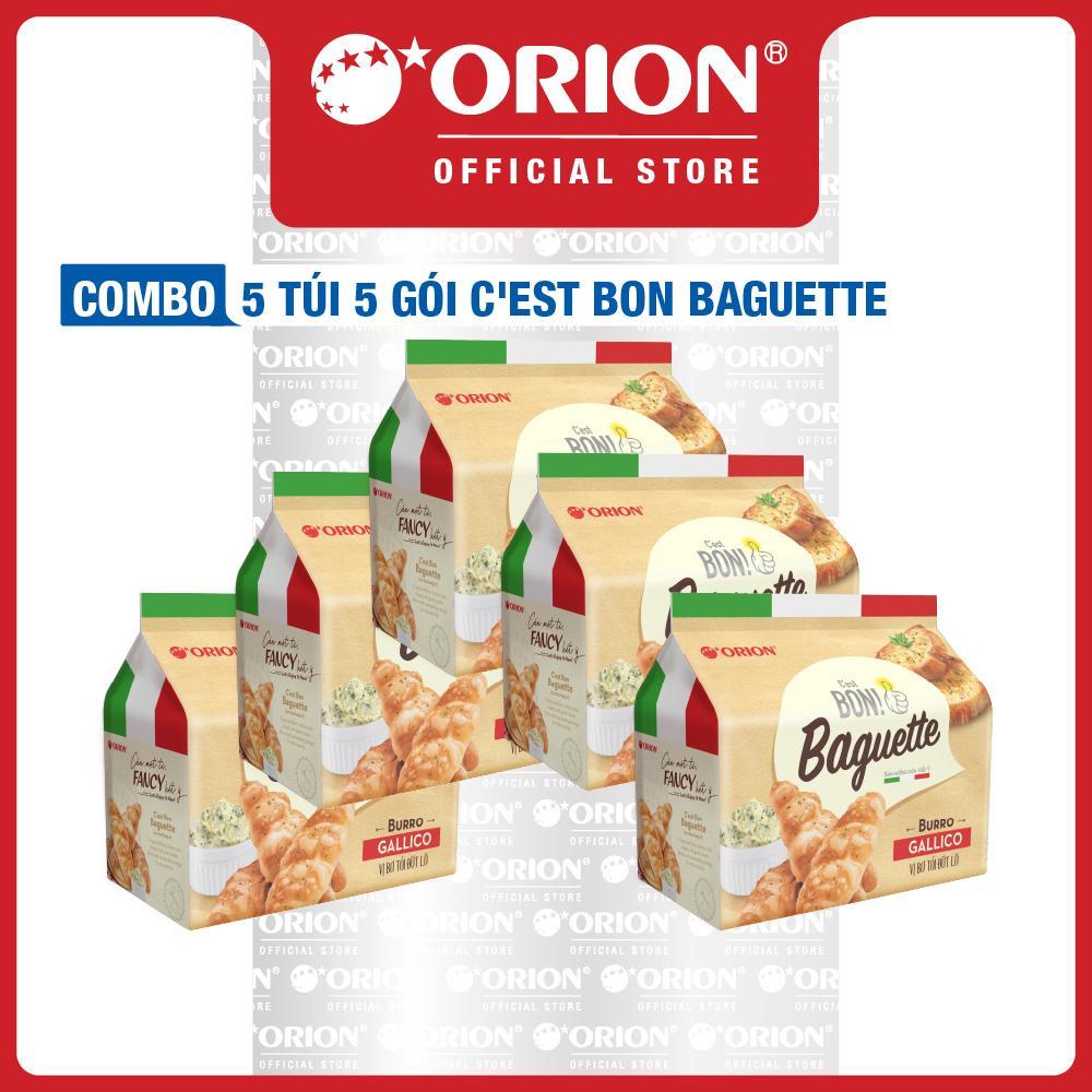 [LIVESTREAM] Combo 5 gói Bánh Nướng Giòn C'est Bon Orion Baguette Vị Bơ Tỏi Đút Lò (Túi 5 gói)