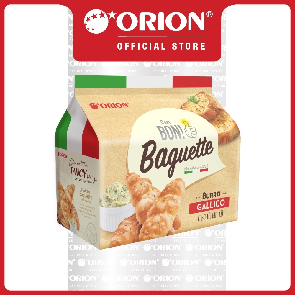 [LIVESTREAM] Combo 5 gói Bánh Nướng Giòn C'est Bon Orion Baguette Vị Bơ Tỏi Đút Lò (Túi 5 gói)