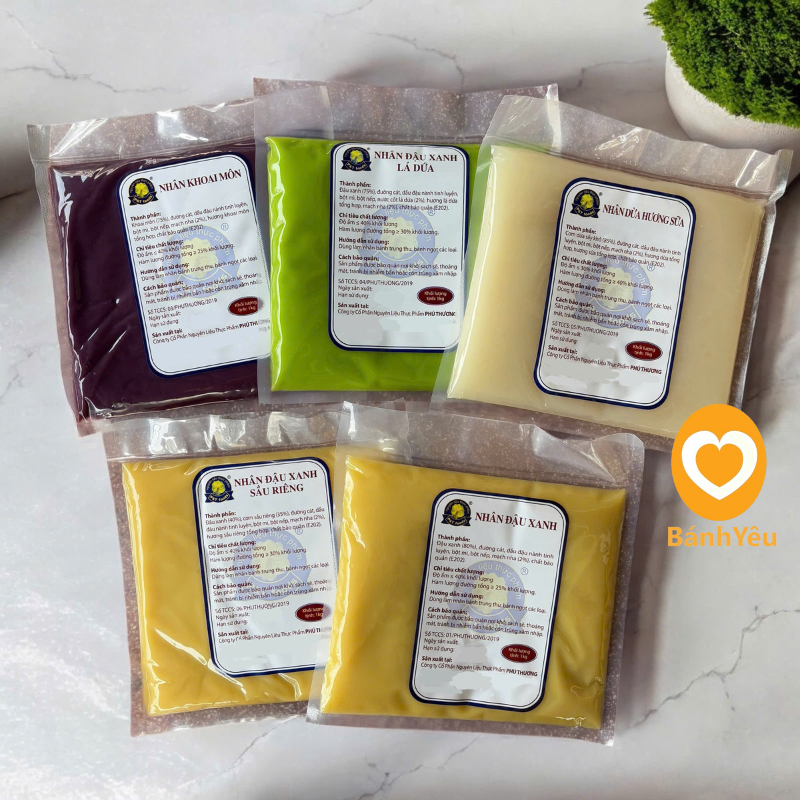 Nhân Bánh Trung Thu Sên Sẵn Phú Thương 1Kg (Nhân đậu xanh, khoai môn, lá dứa, sầu riêng,..)