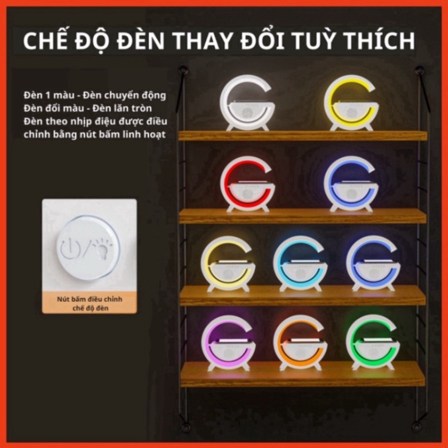 Loa Bluetooth G63 7in1- Loa Bluetooth Kiêm Sạc Không Dây, Đồng hồ, Đèn ngủ Mẫu Hot 2025