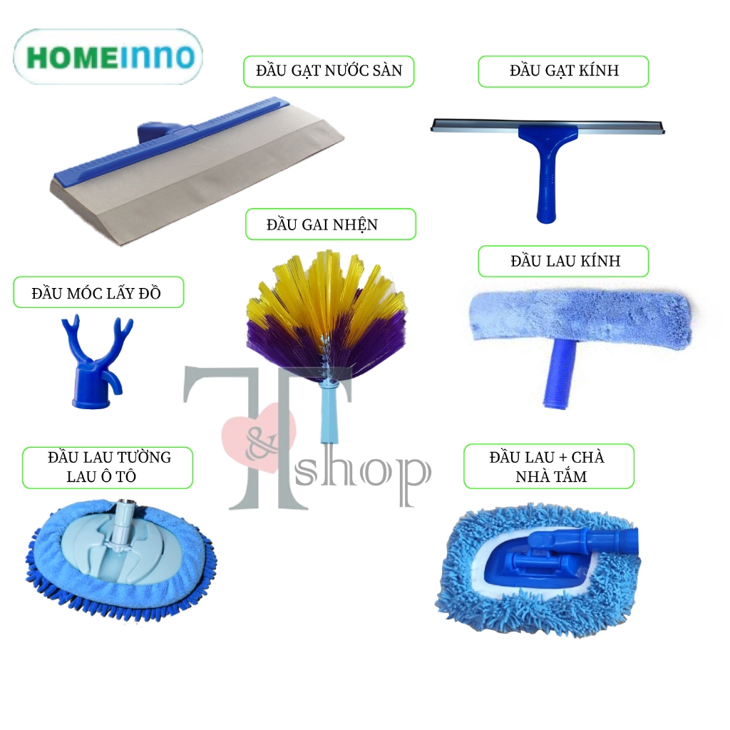 [HỎA TỐC](KHÔNG CÁN INOX) Tổng Các Loại Đầu Thay Thế Homeinno Đầu Lau Kính, Quét Nhện, Gạt Nước, Đầu Móc, Lau Ô Tô