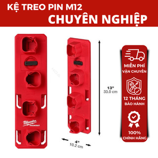 Giá Treo Pin M12 48-22-8338 - Treo 4 Pin M12, Chịu Tải 6.8kg, Tích Hợp Tấm Tường PACKOUT 48-22-8486