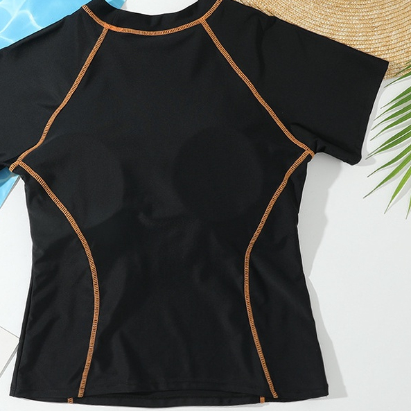 Ảnh Bikini đi biển nữ LUHAZO du lịch kín đáo đùi 2023 ngắn Tay đi biển Hàn Quốc 2 mảnh  kiểu Quảng Châu Đẹp Co Giãn 6830 4