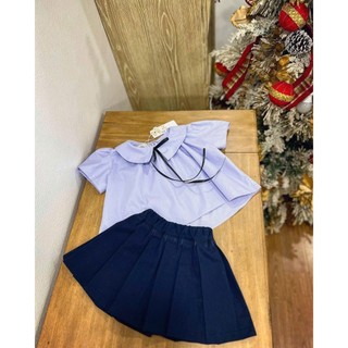 [B&G] Sét áo sơ mi kèm chân váy đen xếp ly cho bé gái size nhí từ 6-23kg