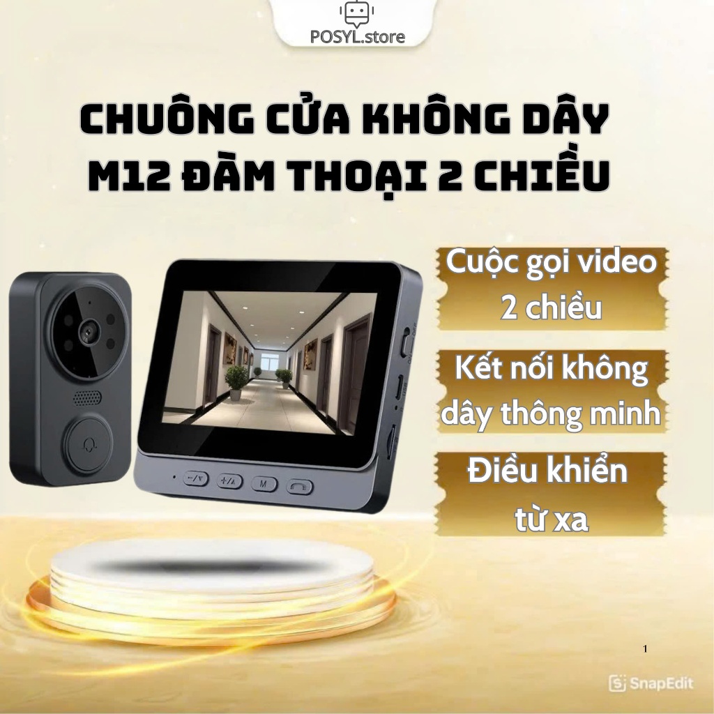 Chuông cửa Thông minh M12 kết nối Bluetooh, chống trộm, giám sát đàm thoại 2 chiều,bảo hành 6 tháng