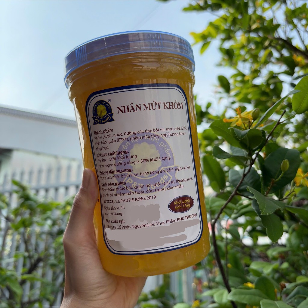 Nhân mứt Khóm, Mứt Dâu, Mứt Việt Quất (có xác trái cây) Phú Thương hủ 1.5kg làm nhân bánh kem, bánh ngọt