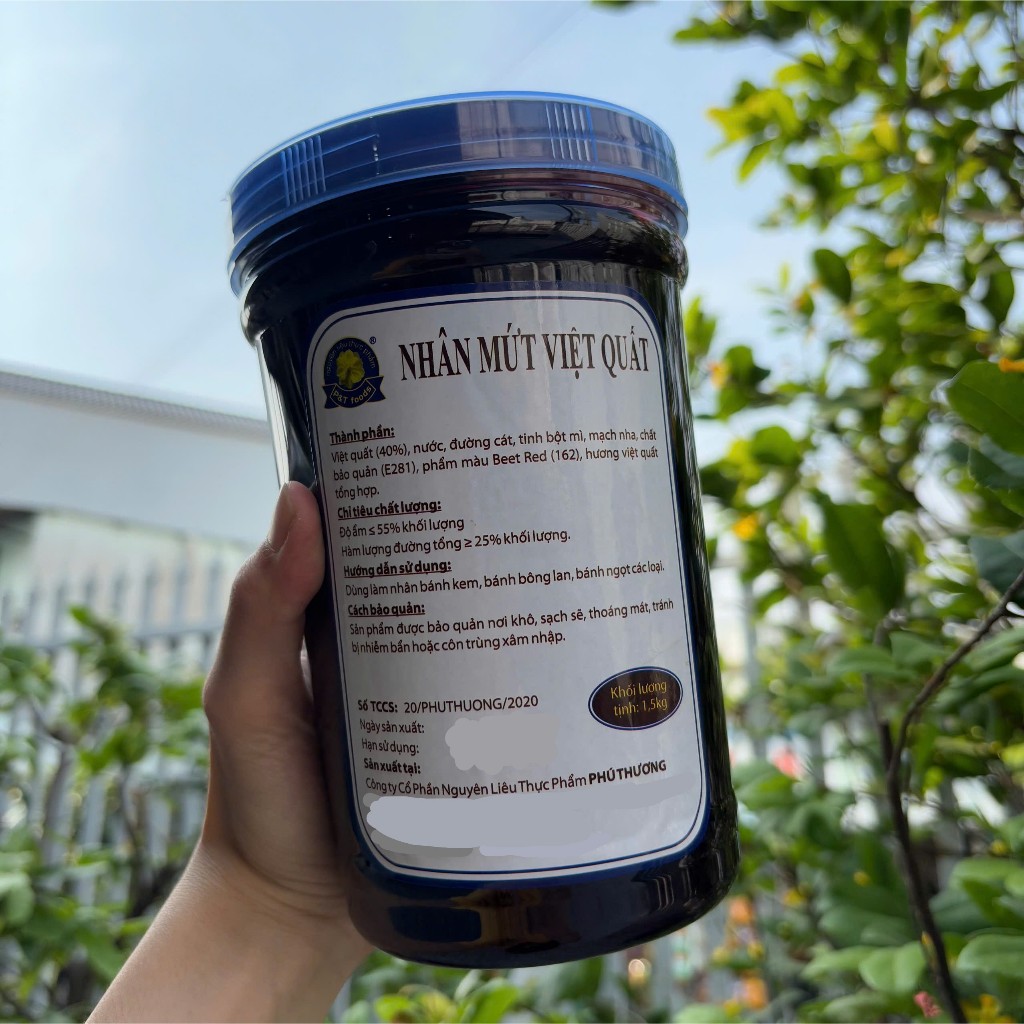 Nhân mứt Khóm, Mứt Dâu, Mứt Việt Quất (có xác trái cây) Phú Thương hủ 1.5kg làm nhân bánh kem, bánh ngọt