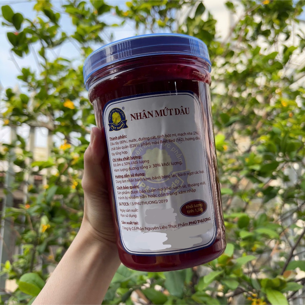 Nhân mứt Khóm, Mứt Dâu, Mứt Việt Quất (có xác trái cây) Phú Thương hủ 1.5kg làm nhân bánh kem, bánh ngọt