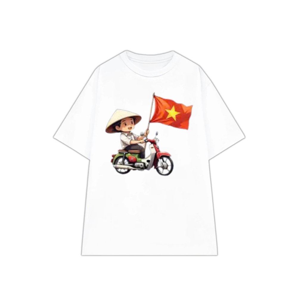 Áo phông cổ tròn nam nữ in hình THANH NIÊN CẦM LÁ CỜ chất liệu cotton thoáng mát mềm mịn phù hợp cho mùa hè TA291