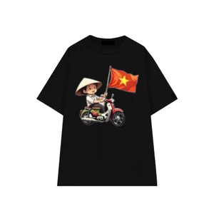 Áo phông cổ tròn nam nữ in hình THANH NIÊN CẦM LÁ CỜ chất liệu cotton thoáng mát mềm mịn phù hợp cho mùa hè TA291