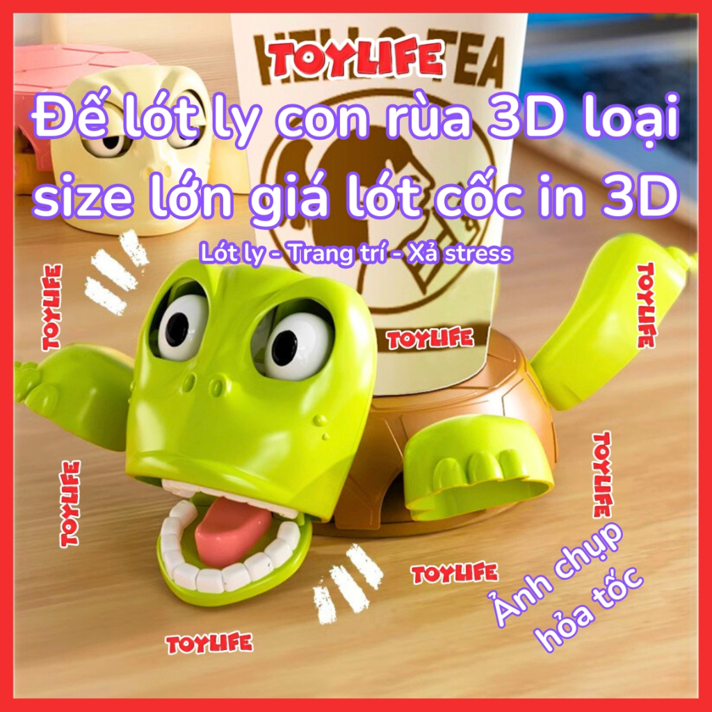 Đế lót ly con rùa 3D loại size lớn giá lót cốc in 3D hình con rùa vui ...