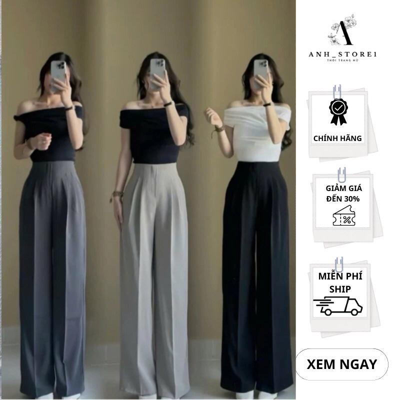 Quần Tây Ống Suông Cạp Liền (Chất Gold Mỹ) Khóa Sườn Chất Mềm Rũ Lưng Cao Tôn Dáng
