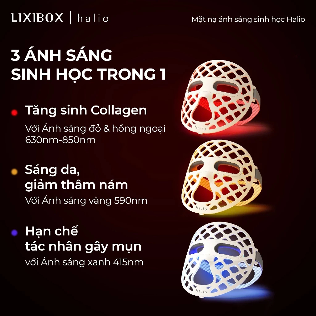 Mặt nạ ánh sáng sinh học Halio PureGlow Ultralite Silicone LED Face Mask - Bảo hành chính hãng 24 tháng