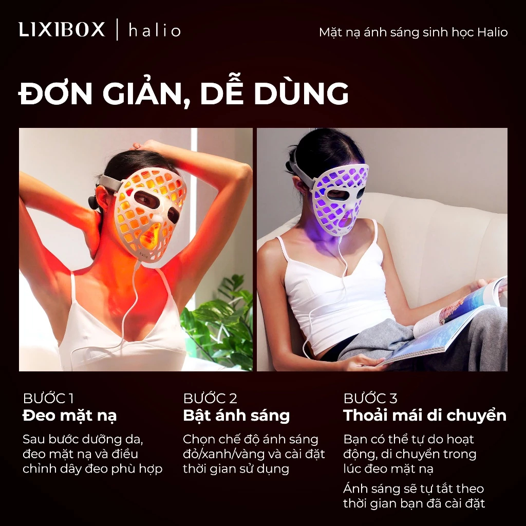 Mặt nạ ánh sáng sinh học Halio PureGlow Ultralite Silicone LED Face Mask - Bảo hành chính hãng 24 tháng