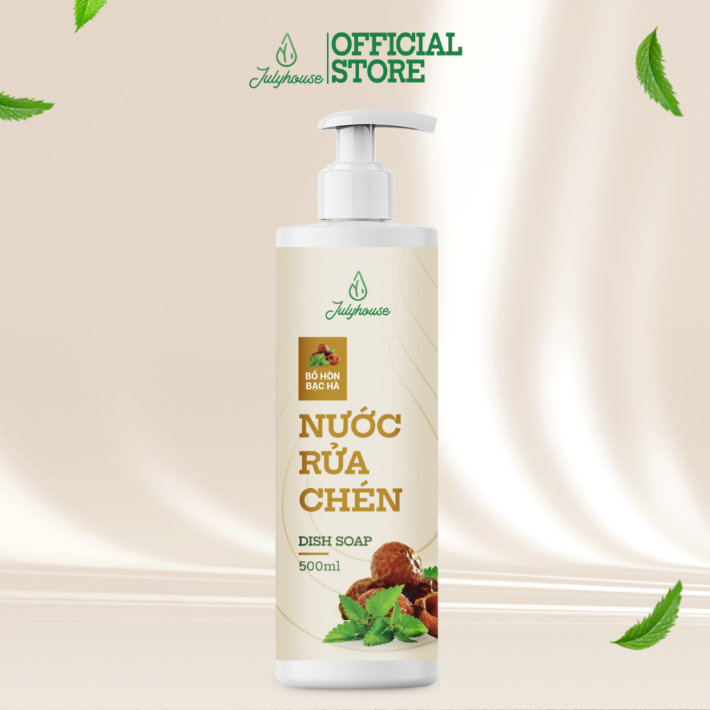 Ảnh Nước rửa chén Julyhouse 500ml hữu cơ chiết xuất từ Bồ Hòn và tinh dầu Bạc hà khử mùi, an toàn lành tính 2