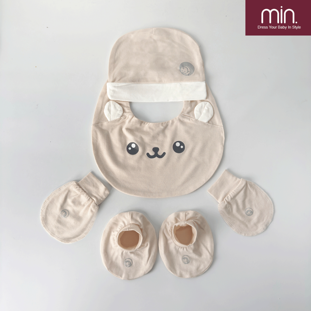 Combo Mũ+Yếm+BTC Sơ Sinh Anminaza Vải Sơi Tre Petit Lành Tính An Toàn Cho Bé - Hàng Chính Hãng AMI03574