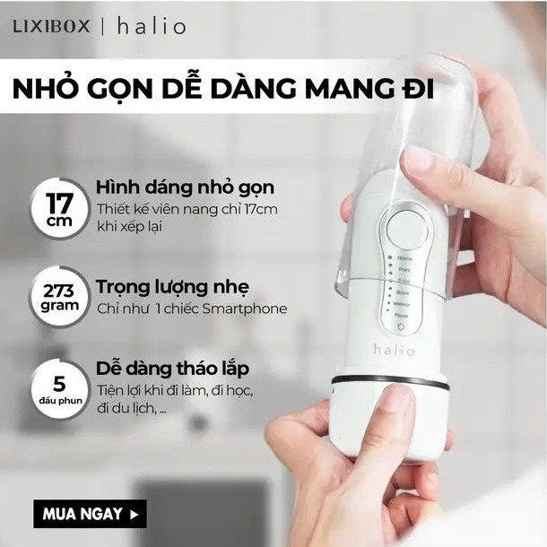 Máy tăm nước cầm tay Halio Professional Cordless Oral Irrigator - Bảo hành chính hãng 24 tháng