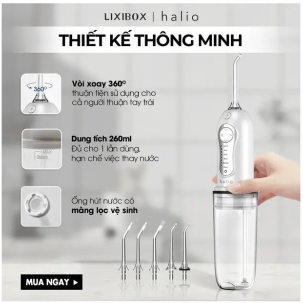 Máy tăm nước cầm tay Halio Professional Cordless Oral Irrigator - Bảo hành chính hãng 24 tháng