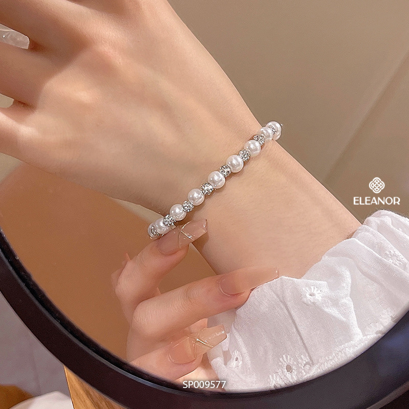 Vòng tay nữ Eleanor Accessories đính đá ngọc trai nhân tạo phụ kiện trang sức lắc tay 9577