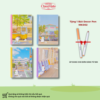 Sổ Lò Xo Kẻ Ngang A5/B5 180 Trang, Sổ Tay Lò Xo Nhựa Mềm CLASSMATE Định Lượng 80gsm Giấy Không Lem 18-038A5/B5