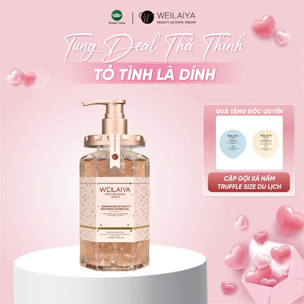 Ảnh Sữa tắm trắng da cánh hoa hồng Damask Weilaiya Grand Rose Extracts Whitening Shower Gel 450ml 1