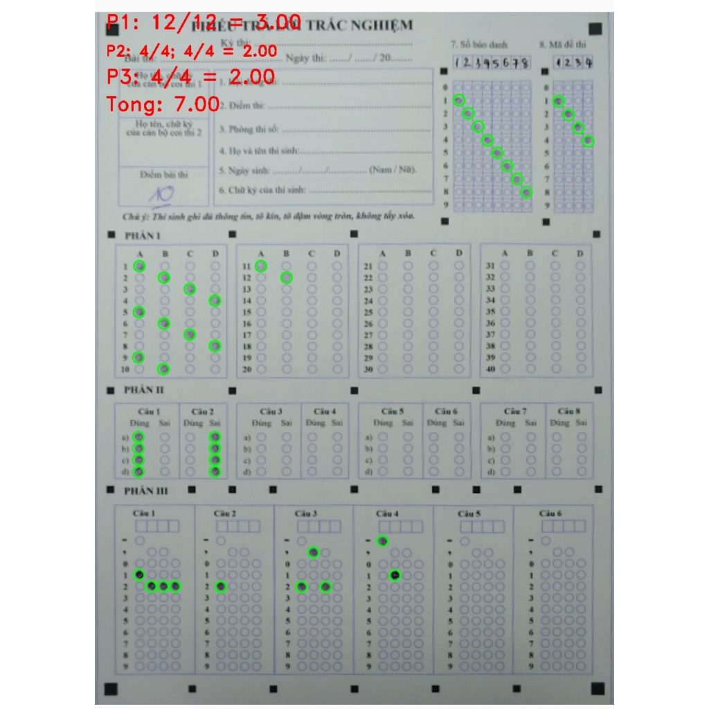 (NEW) 100 Tờ phiếu thi trắc nghiệm THPT app QM2025 -CÓ Ô GHI ĐIỂM - Mẫu mới nhất, 8 ô số báo danh, 4 ô mã đề  - A4