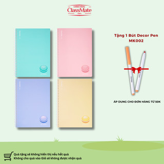 Sổ Lò Xo A5 Kẻ Caro CLASSMATE MACARONS 150 Trang- 100gsm, Thiết Kế Lò Xo Mềm Không Cấn Tay, Bìa Màu Pastel 15-030A5